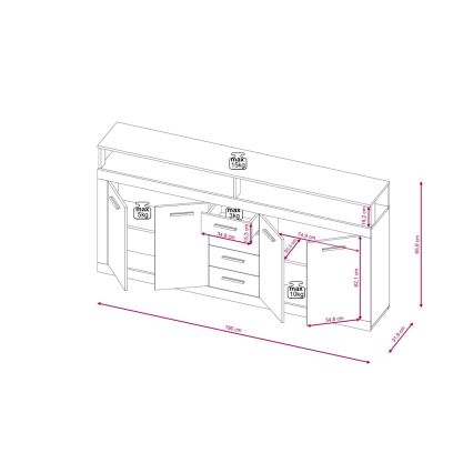Commode RUNA chêne clair/anthracite