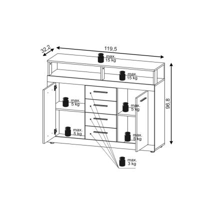 Commode RUNA chêne sonoma/blanc