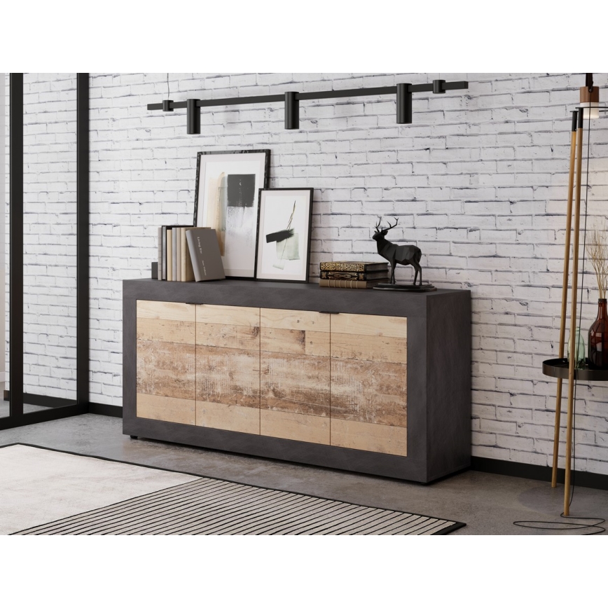 Commode RUNEA chêne clair/anthracite