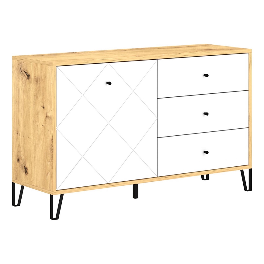 Commode SULA chêne artisan/blanc