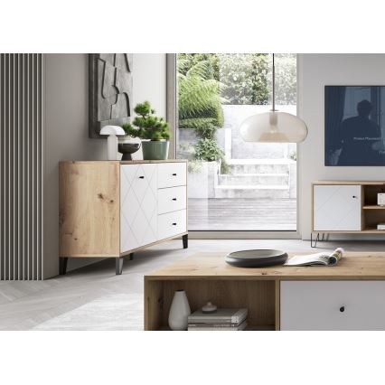 Commode SULA chêne artisan/blanc