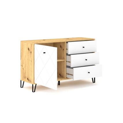 Commode SULA chêne artisan/blanc