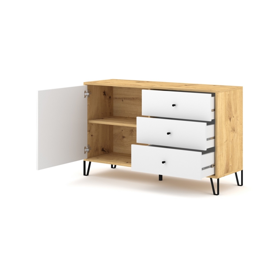 Commode SULA chêne artisan/blanc