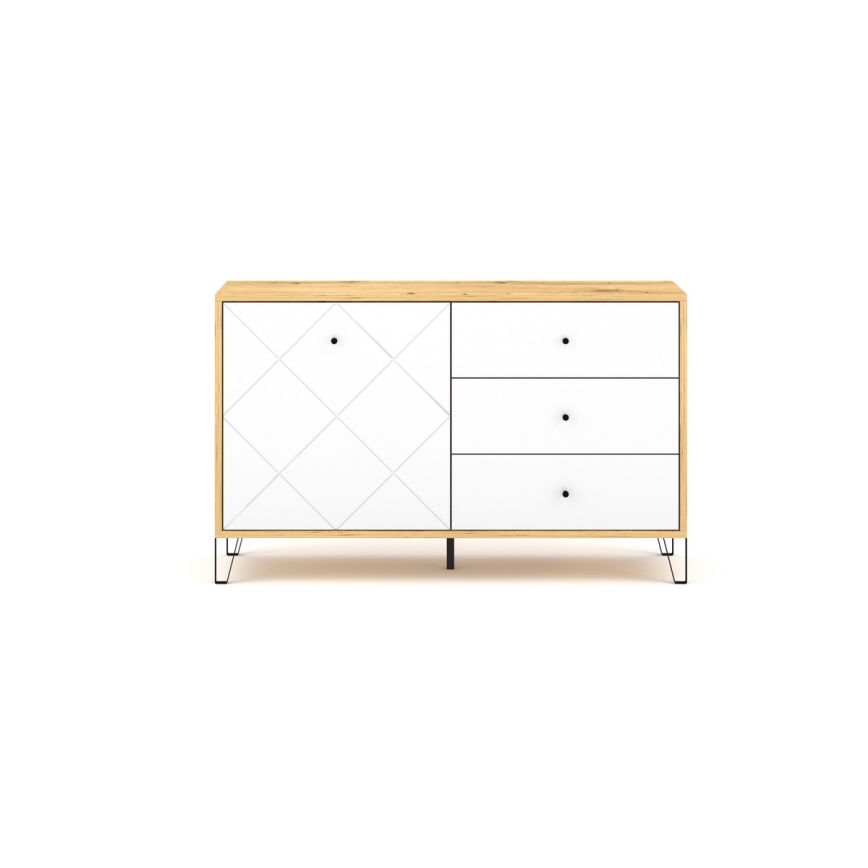 Commode SULA chêne artisan/blanc
