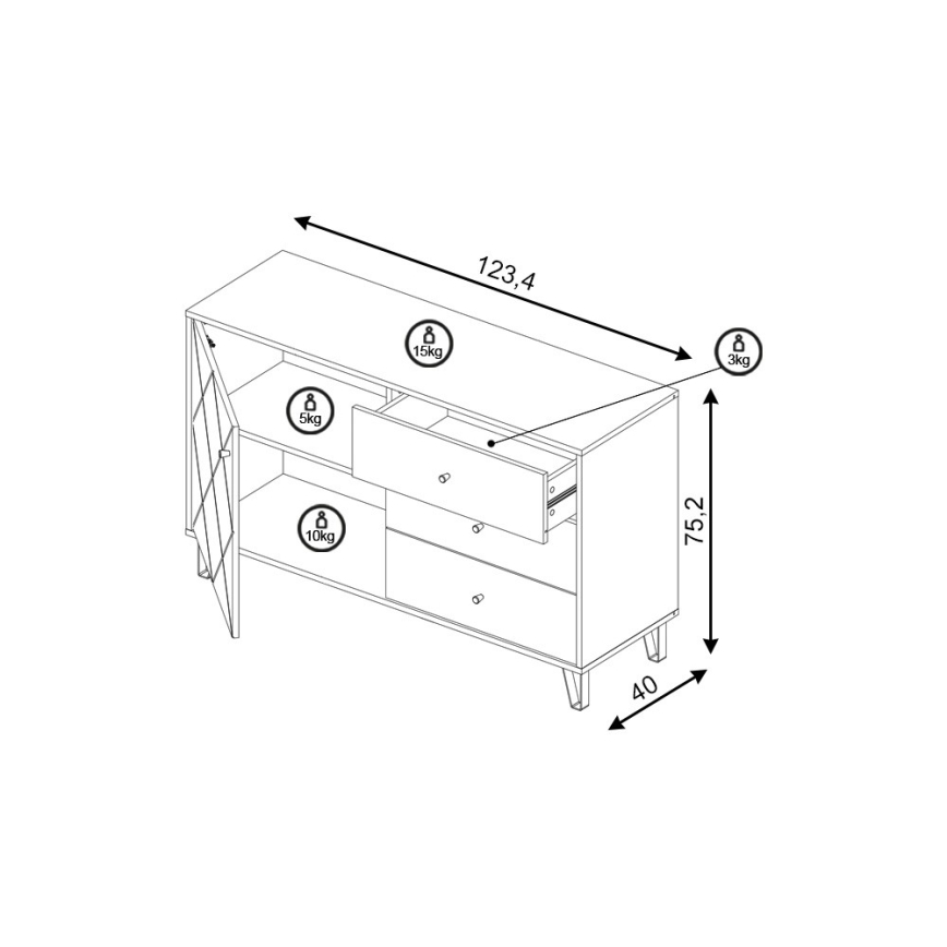 Commode SULA chêne artisan/blanc