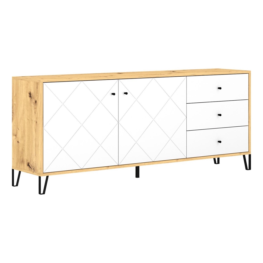 Commode SULA chêne artisan/blanc