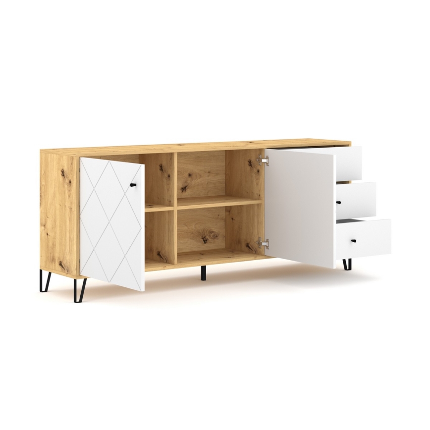 Commode SULA chêne artisan/blanc
