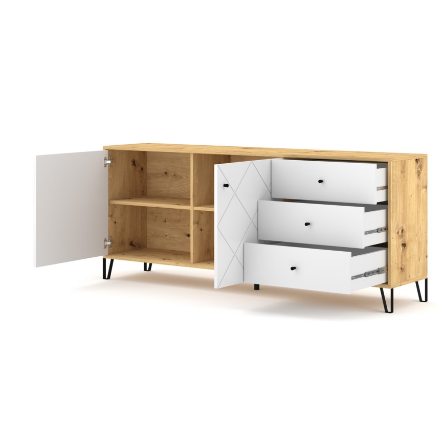 Commode SULA chêne artisan/blanc
