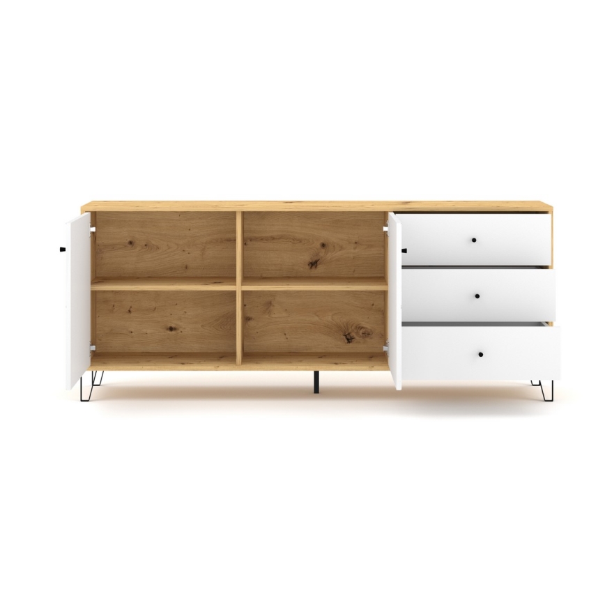 Commode SULA chêne artisan/blanc