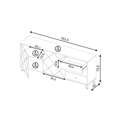 Commode SULA chêne artisan/blanc