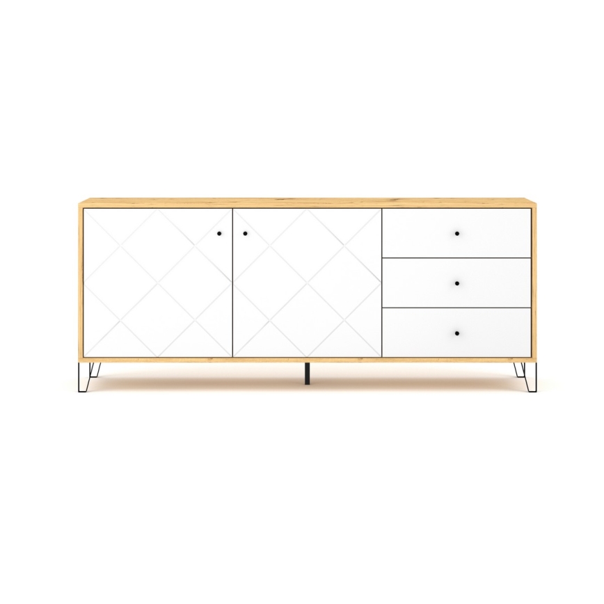 Commode SULA chêne artisanal/blanc