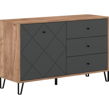 Commode SULA chêne craft/noir