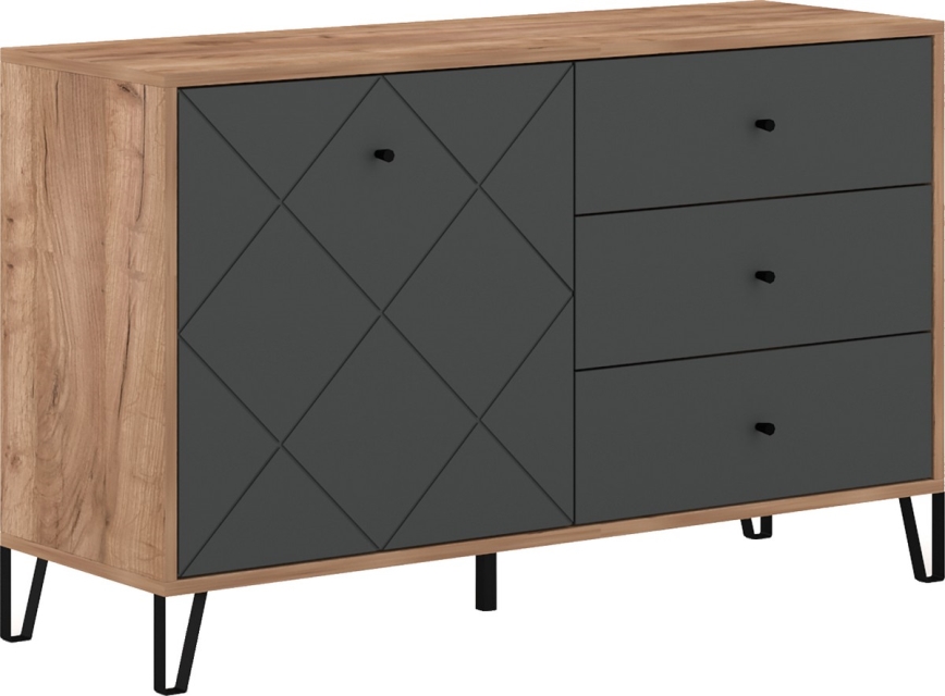 Commode SULA chêne craft/noir