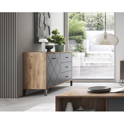 Commode SULA chêne craft/noir
