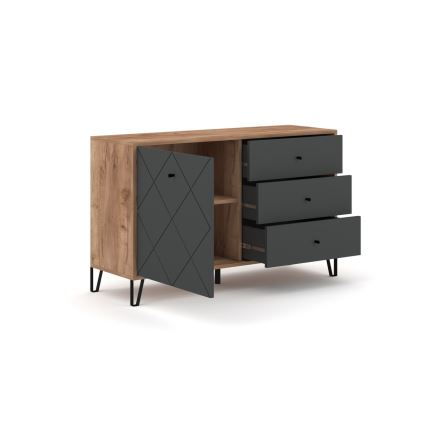 Commode SULA chêne craft/noir