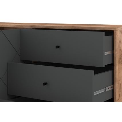 Commode SULA chêne craft/noir