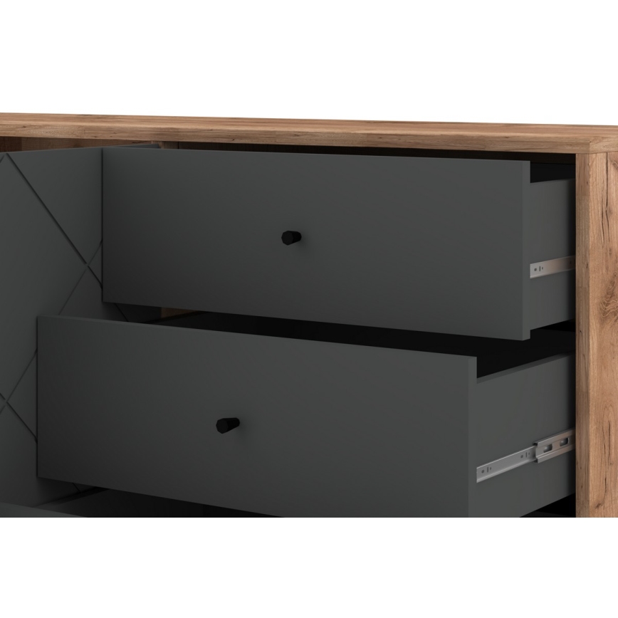 Commode SULA chêne craft/noir