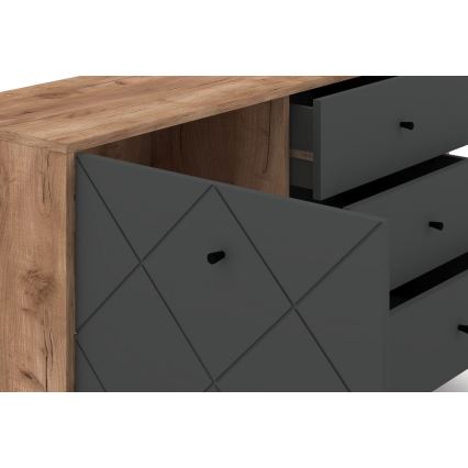 Commode SULA chêne craft/noir