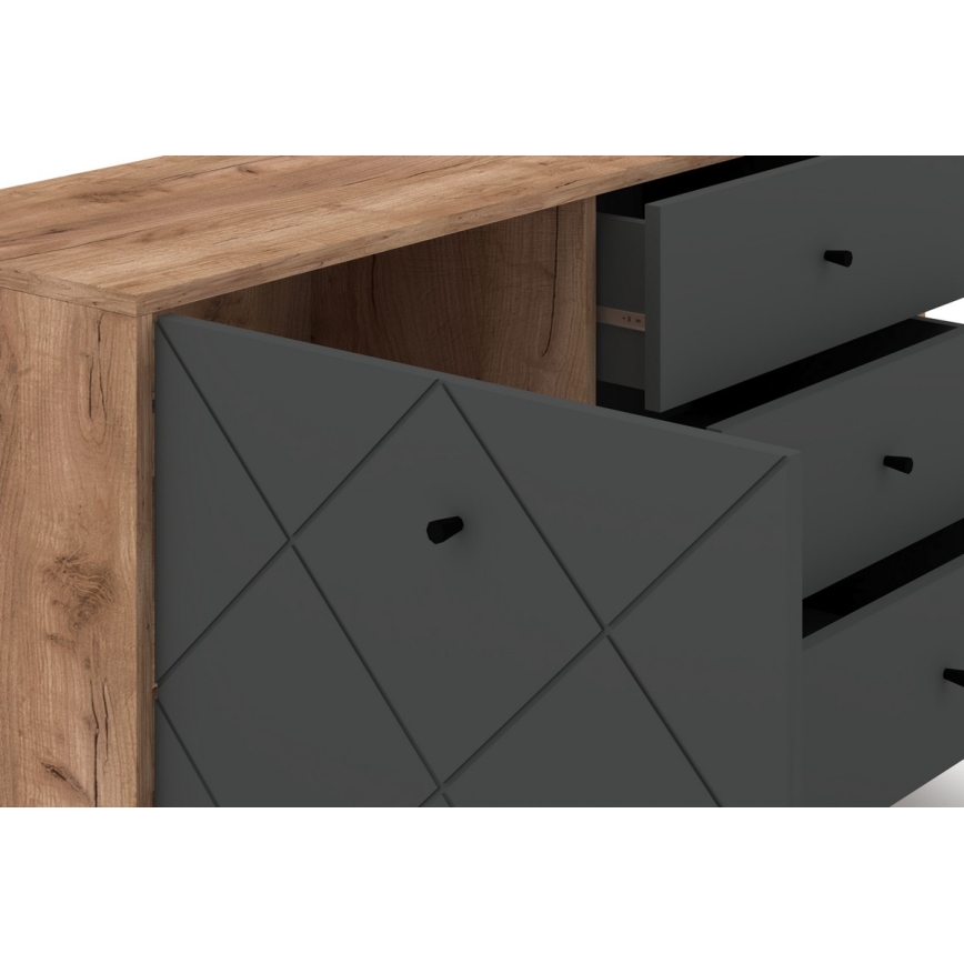 Commode SULA chêne craft/noir
