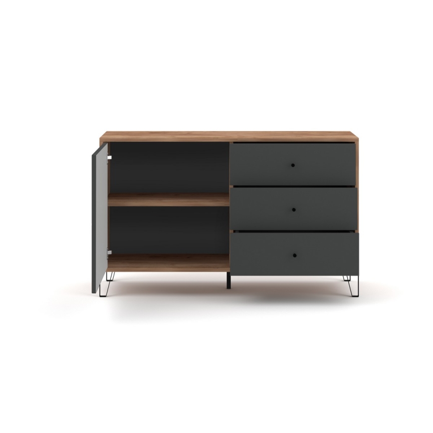 Commode SULA chêne craft/noir