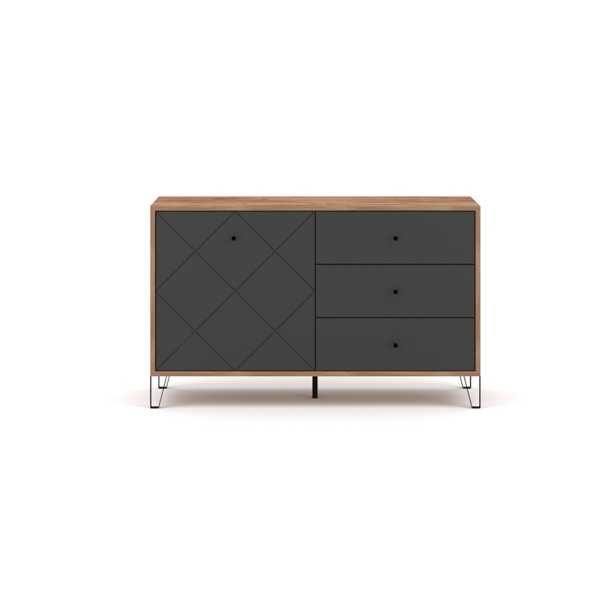 Commode SULA chêne craft/noir