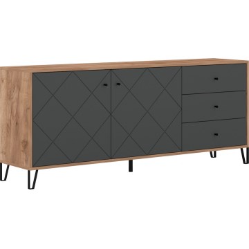 Commode SULA chêne craft/noir