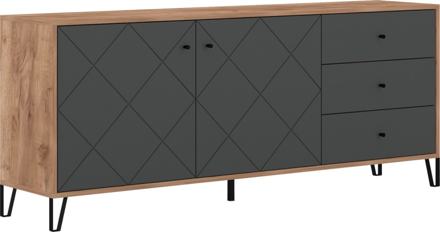 Commode SULA chêne craft/noir