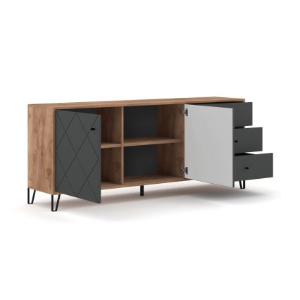 Commode SULA chêne craft/noir