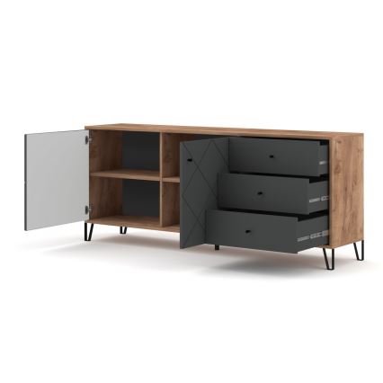 Commode SULA chêne craft/noir