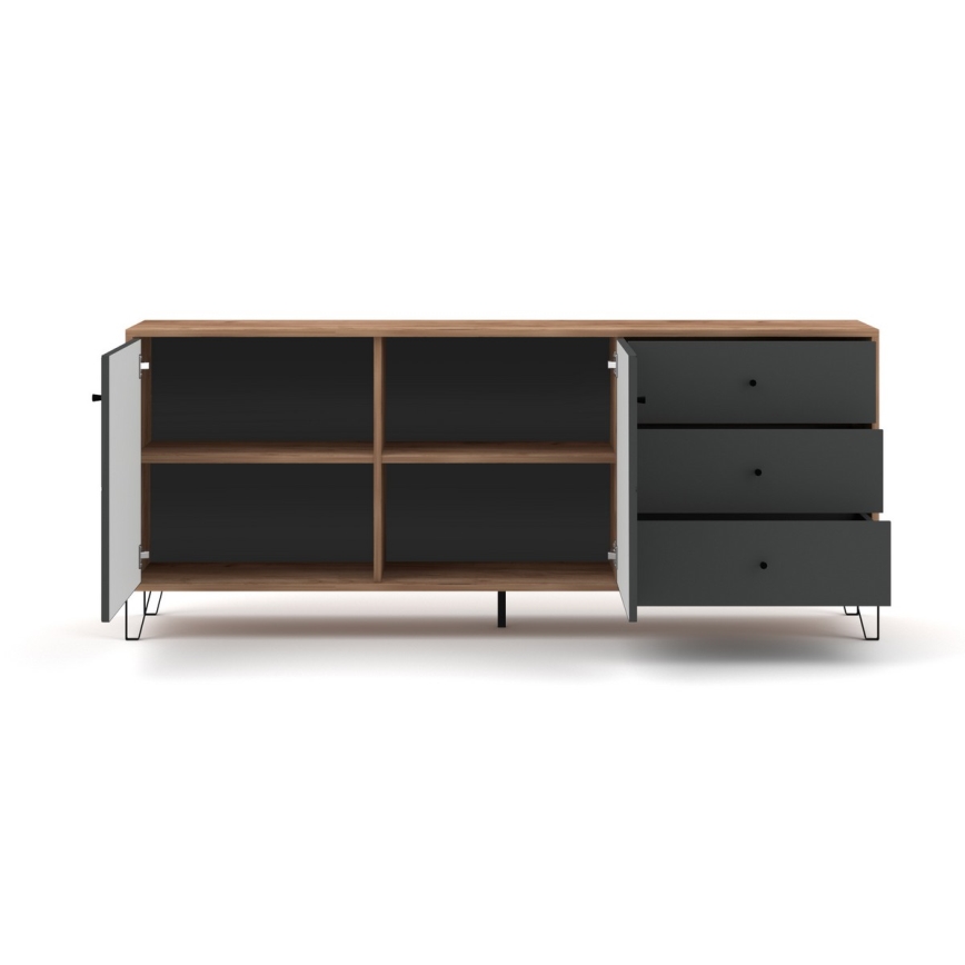 Commode SULA chêne craft/noir