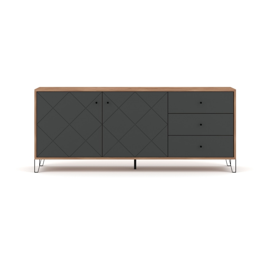 Commode SULA chêne craft/noir
