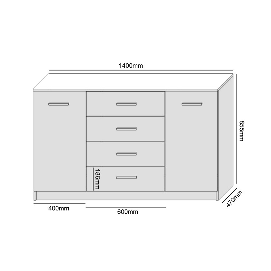 Commode TAYLER blanc/chêne craft