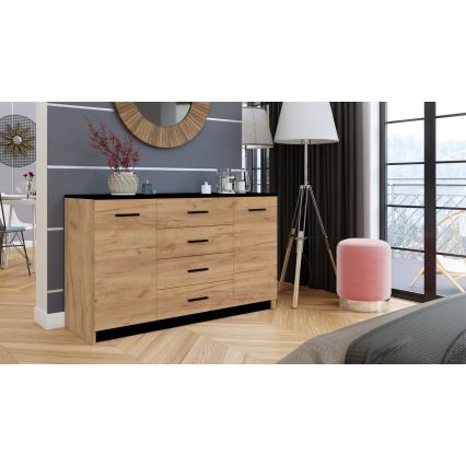 Commode TAYLER chêne craft/noir