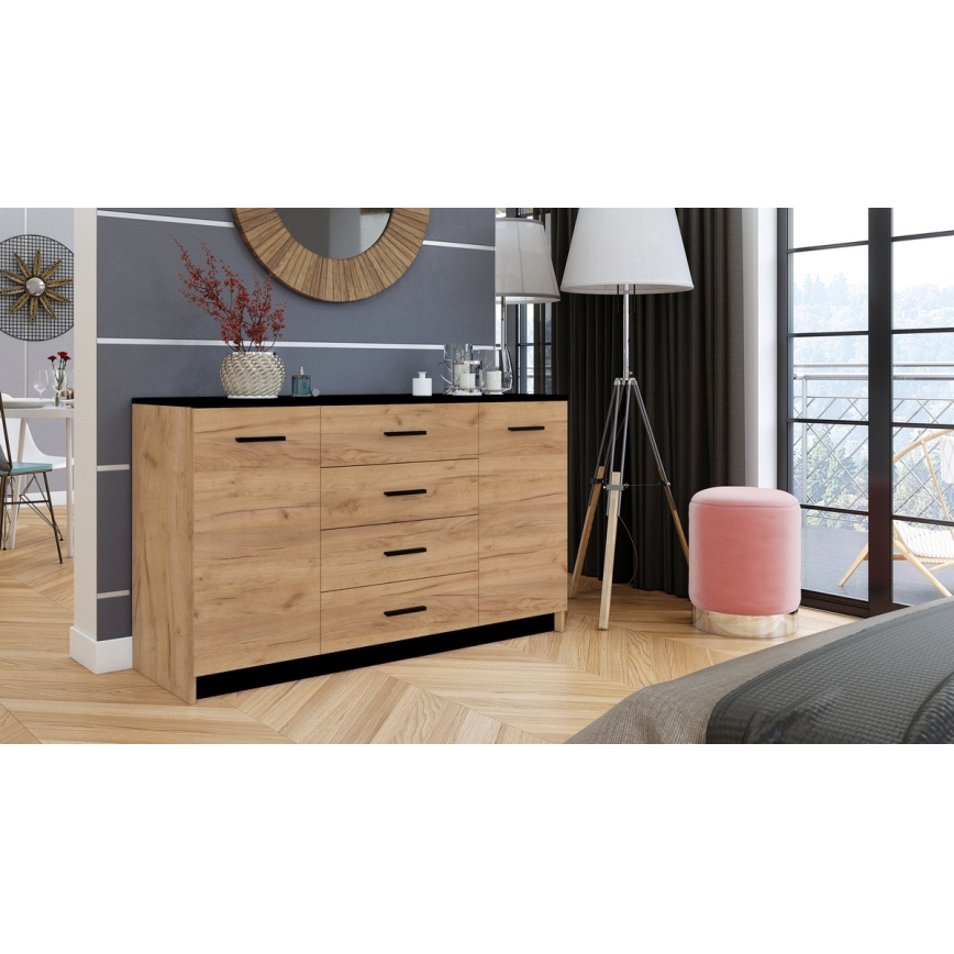 Commode TAYLER chêne craft/noir