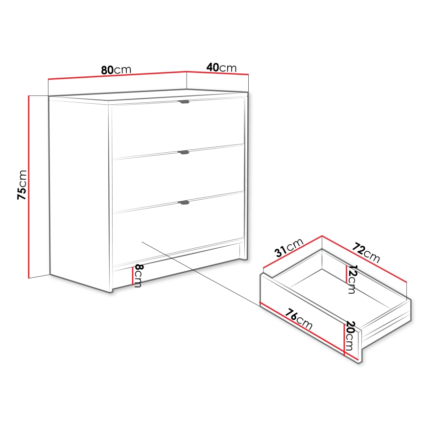 Commode TIRENO 75x80 cm beige