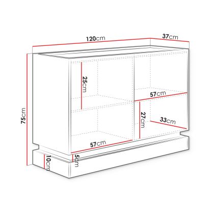 Commode ZARPANT 75x120 cm beige/chêne Cremona