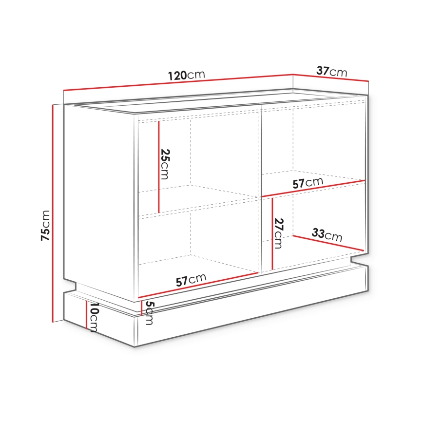 Commode ZARPANT 75x120 cm beige/chêne Cremona