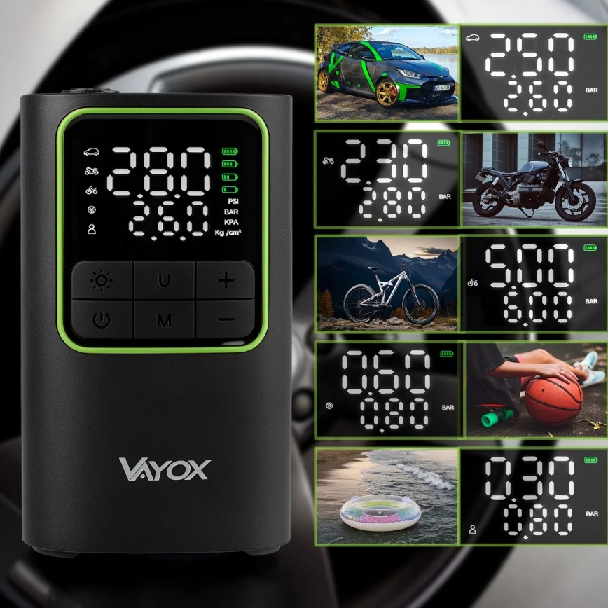 Compresseur d'air de poche numérique 5V 4000 mAh — noir