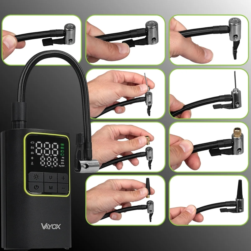 Compresseur d'air de poche numérique 5V 4000 mAh — noir