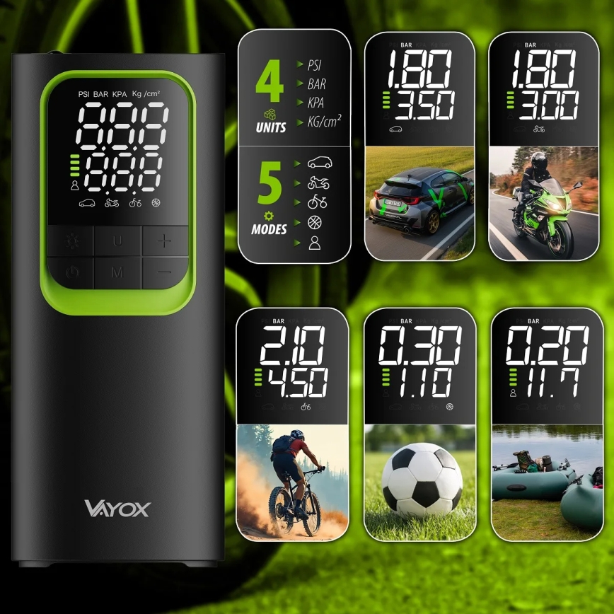 Compresseur d'air numérique de poche 5V 8000 mAh, noir