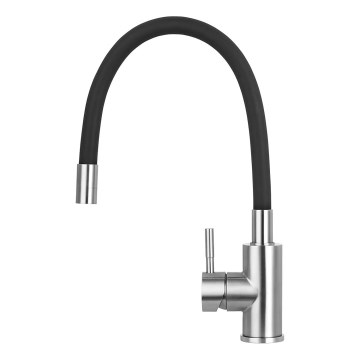 Concept BDC7138 - Mitigeur d'évier à bec flexible, chrome brillant/noir