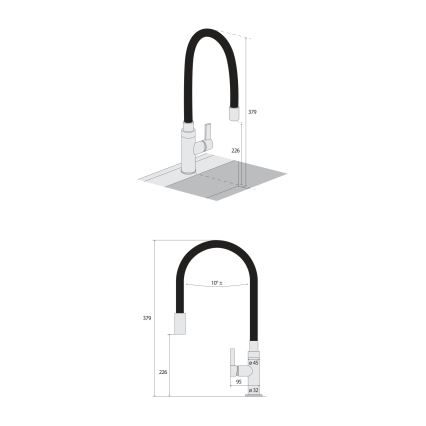 Concept BDC7138 - Mitigeur d'évier à bec flexible, chrome brillant/noir