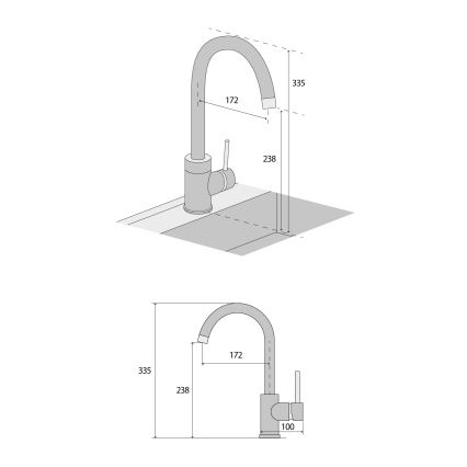 Concept BDG3334DG - Mitigeur d'évier 33,5 cm granit/gris foncé
