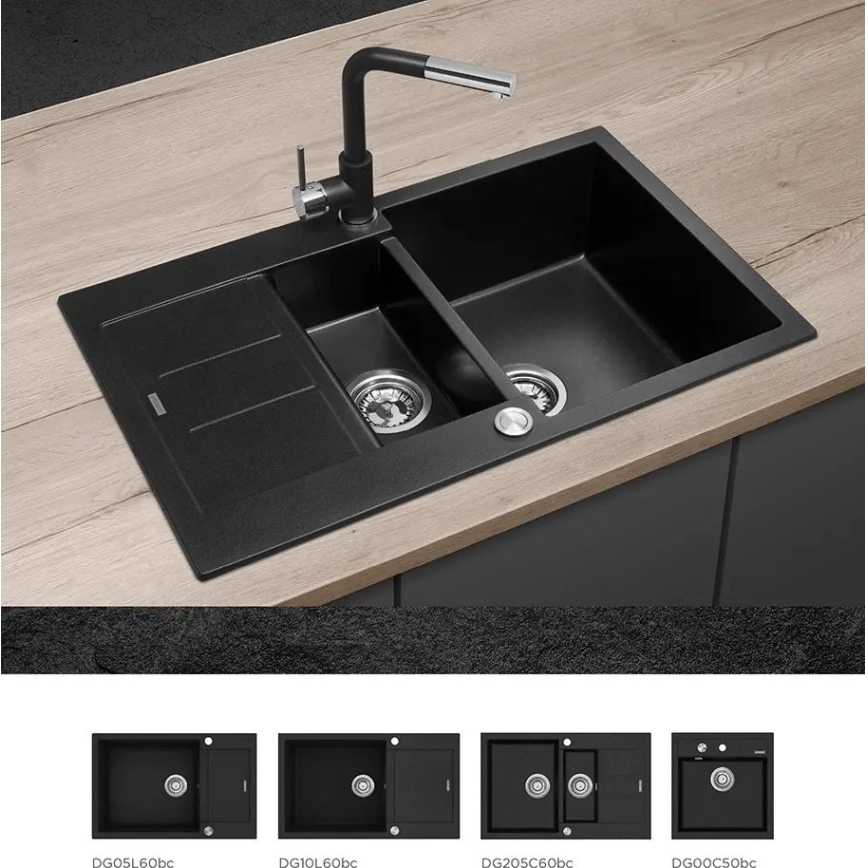 Concept BDG4527BC - Mitigeur de cuisine avec douchette extractible 26,9 cm granit/noir