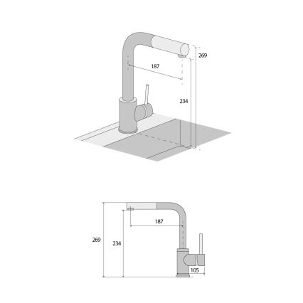 Concept BDG4527BC - Mitigeur de cuisine avec douchette extractible 26,9 cm granit/noir