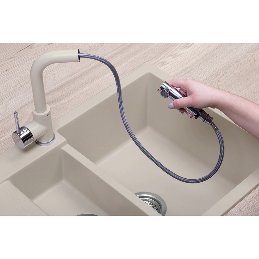 Concept BDG4527BE - Mitigeur d'évier avec douchette extractible 26,9 cm, finition granit/beige