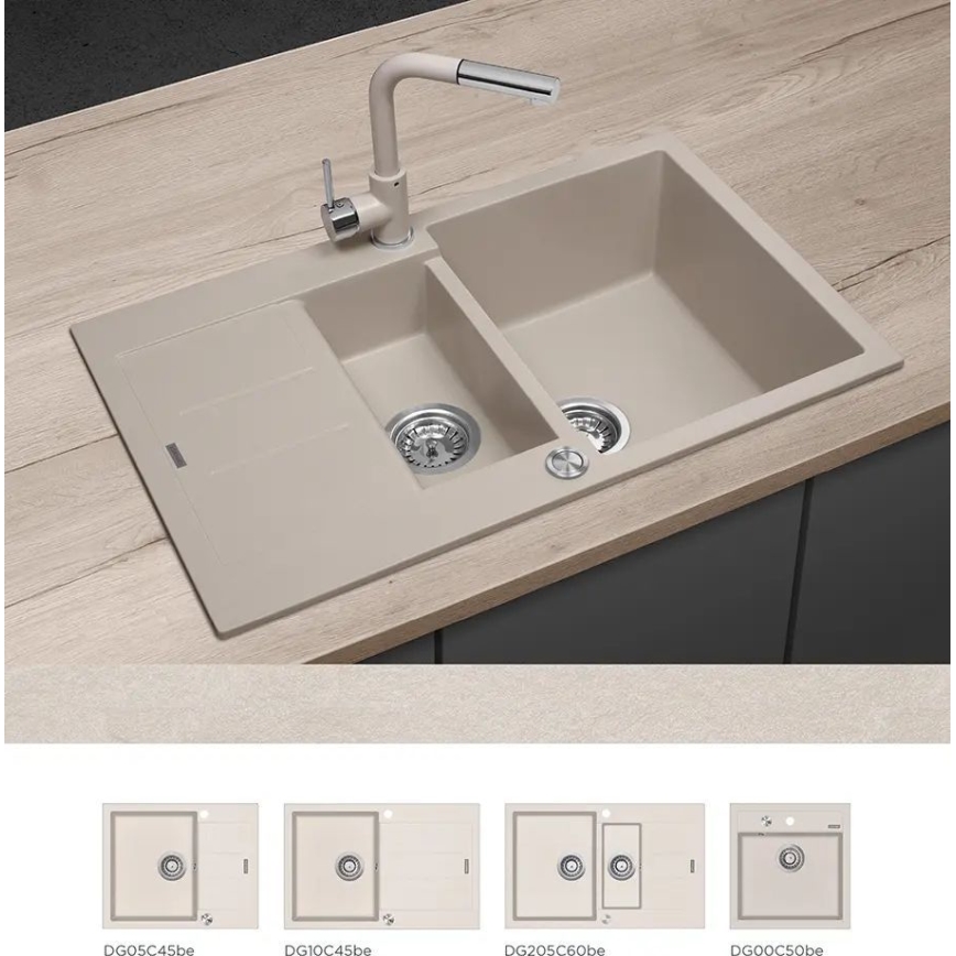 Concept BDG4527BE - Mitigeur d'évier avec douchette extractible 26,9 cm, finition granit/beige