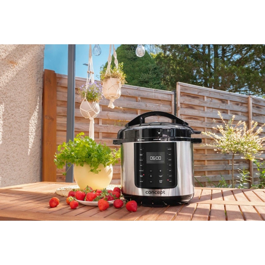 Concept CK8001 - Autocuiseur électrique multifonction 5,6 l 1000 W/230 V Wi‑Fi en acier inoxydable