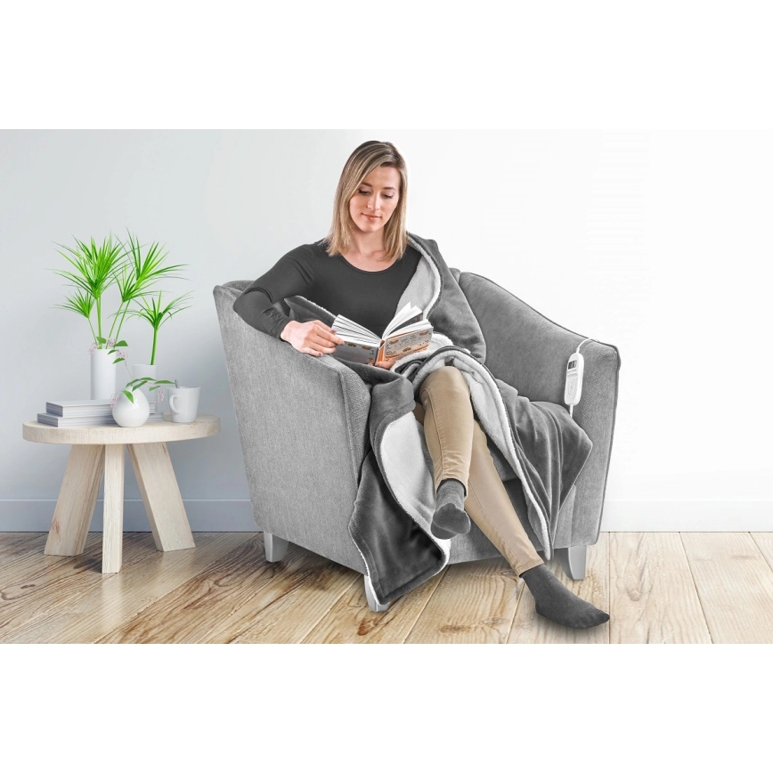 Concept DV7420 - Couverture chauffante électrique 160W/230V 180x130 cm gris/blanc