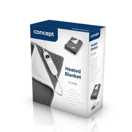 Concept DV7420 - Couverture chauffante électrique 160W/230V 180x130 cm gris/blanc